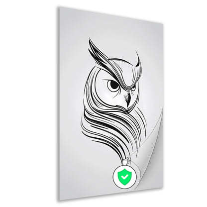 Minimalistische uil in zwart-wit lijnen poster