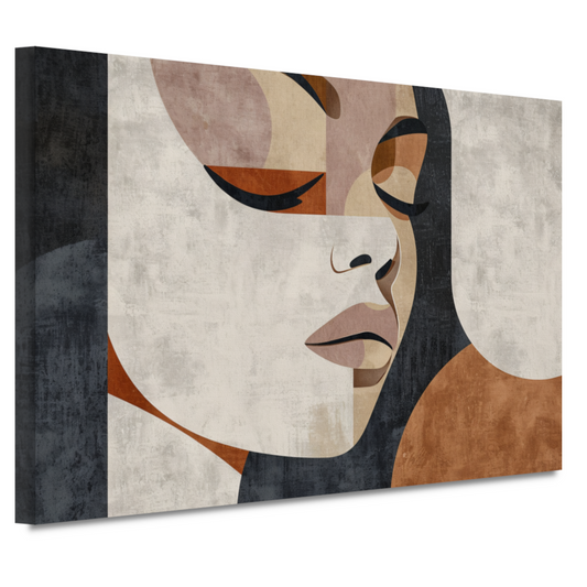 Geometrische Abstractie van een Vrouwengezicht canvas