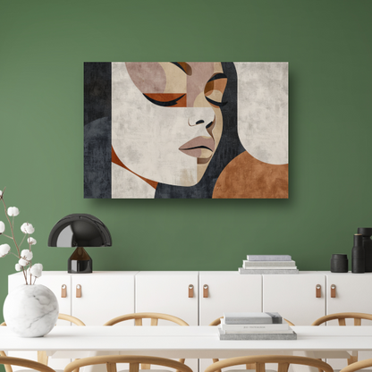 Geometrische Abstractie van een Vrouwengezicht canvas