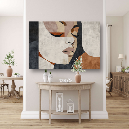 Geometrische Abstractie van een Vrouwengezicht canvas