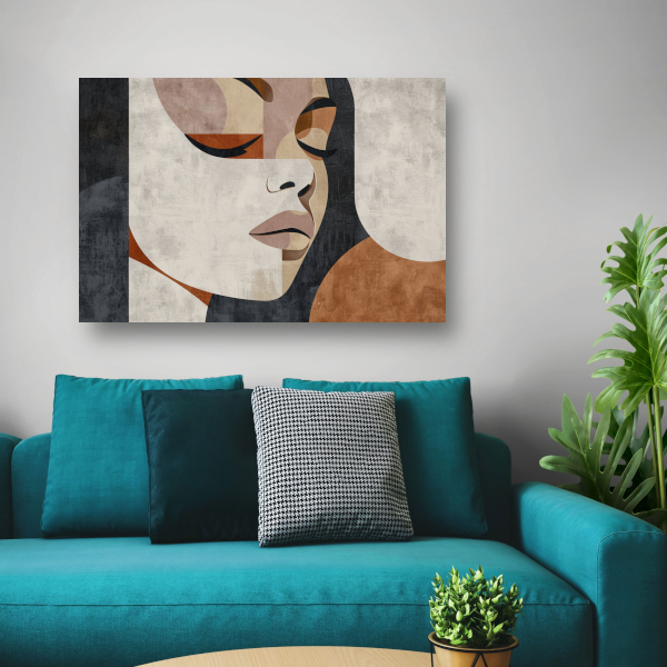 Geometrische Abstractie van een Vrouwengezicht canvas
