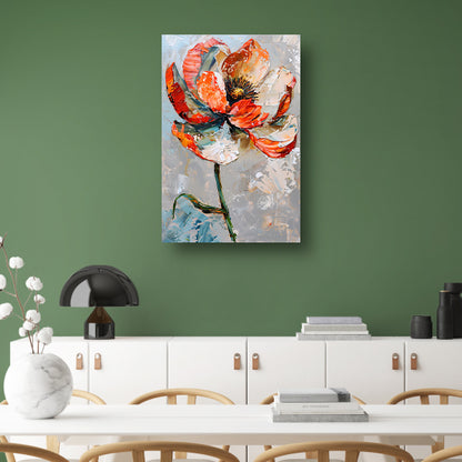 Abstracte bloem met levendige oranje en witte kleuren poster