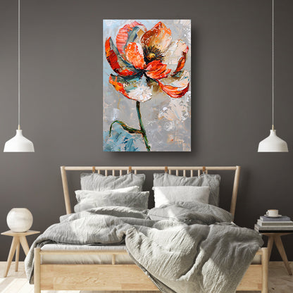 Abstracte bloem met levendige oranje en witte kleuren poster