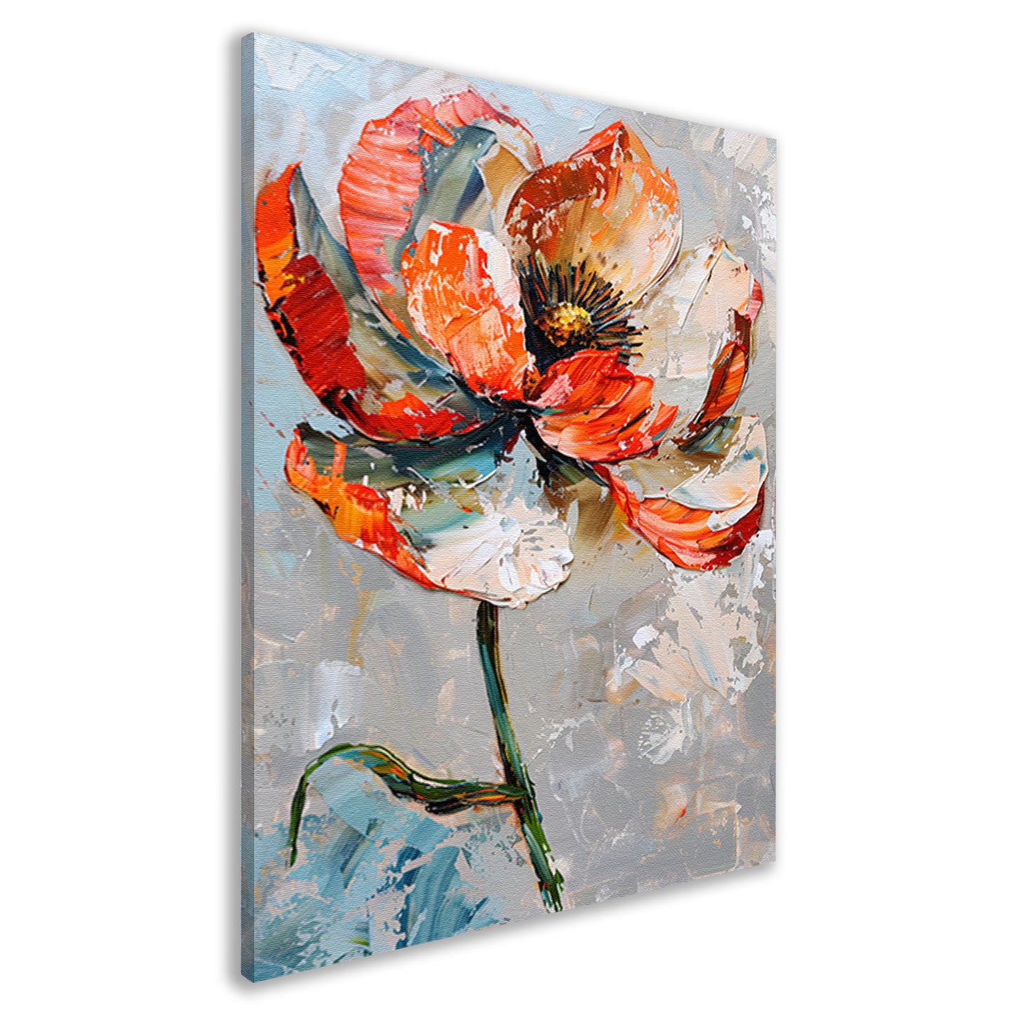 Abstracte bloem met levendige oranje en witte kleuren canvas