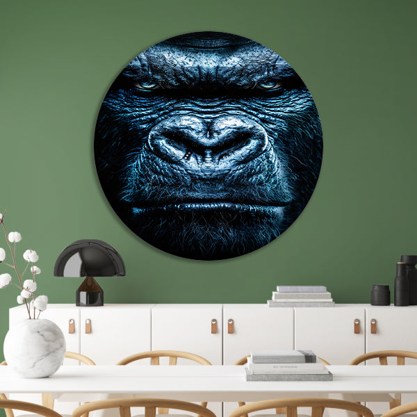 Gorilla met een intense blauwe blik forex muurcirkel