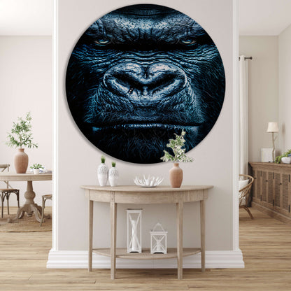 Gorilla met een intense blauwe blik forex muurcirkel
