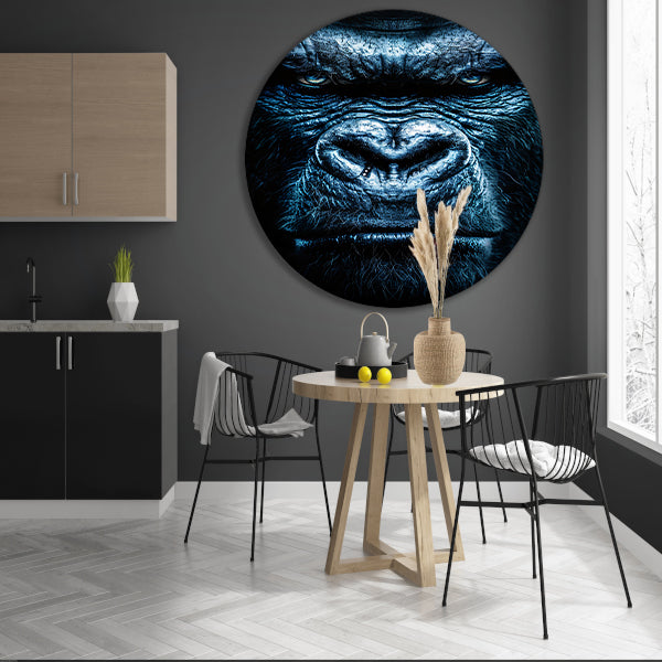 Gorilla met een intense blauwe blik forex muurcirkel