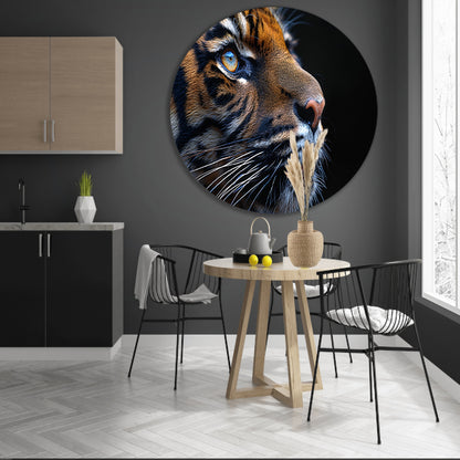 Het betoverende oog van de tijger aluminium muurcirkel