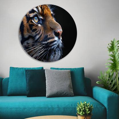 Het betoverende oog van de tijger aluminium muurcirkel