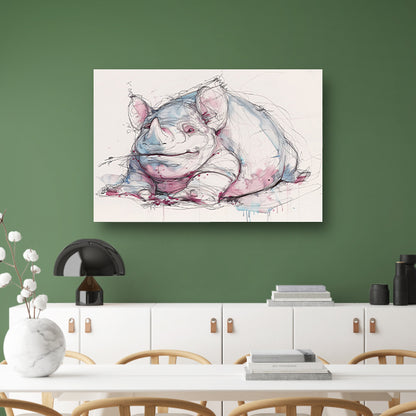 Abstract kleurrijk neushoorn schilderij voor interieur poster