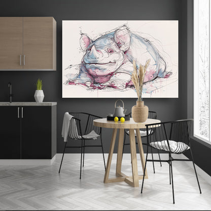 Abstract kleurrijk neushoorn schilderij voor interieur poster