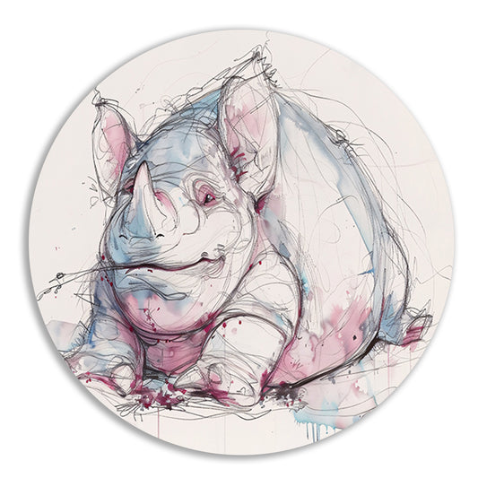 Abstract kleurrijk neushoorn schilderij voor interieur forex muurcirkel