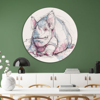 Abstract kleurrijk neushoorn schilderij voor interieur forex muurcirkel