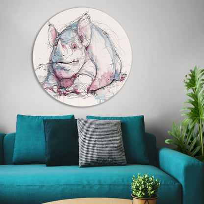 Abstract kleurrijk neushoorn schilderij voor interieur forex muurcirkel