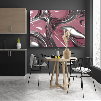 Dynamische Vloeiing in Zilver en Roze acrylglas