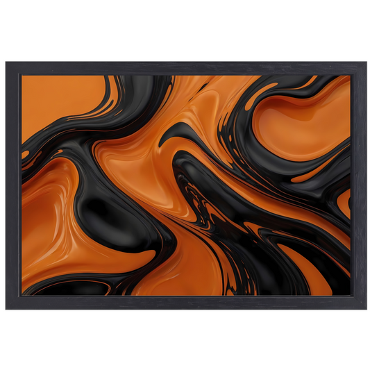 Dynamisch Oranje en Zwart Vloeibaar Design canvas met baklijst