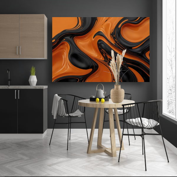 Dynamisch Oranje en Zwart Vloeibaar Design canvas