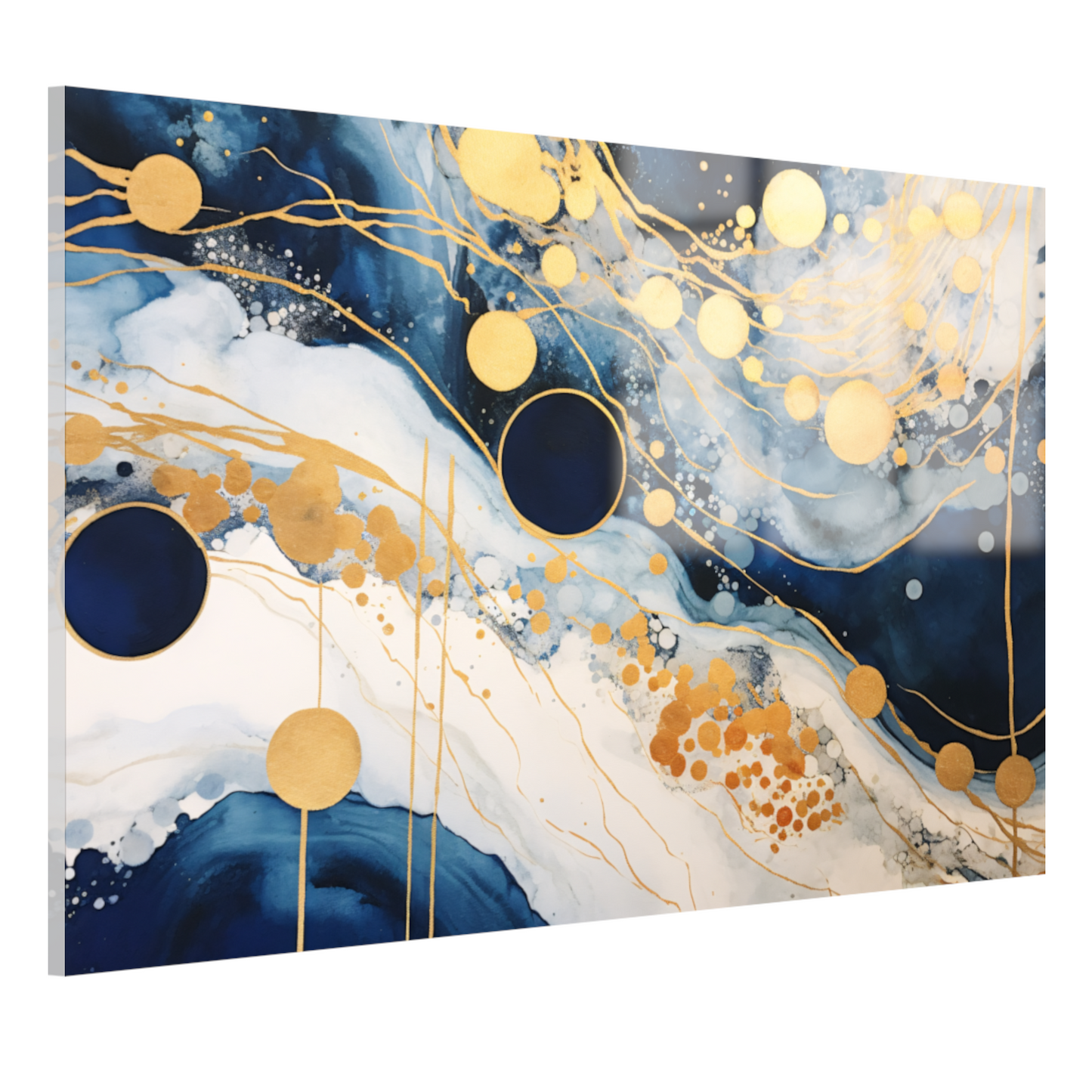 Blauwe diepten met gouden accenten acrylglas