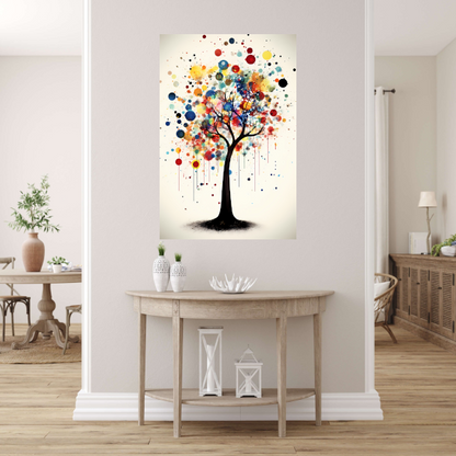 Abstracte Boom met Kleurrijke Vlekken Acrylglas