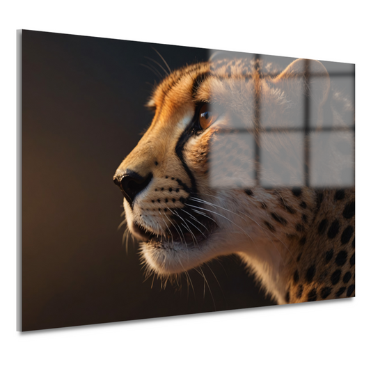 Intense blik van een majestueuze cheeta acrylglas