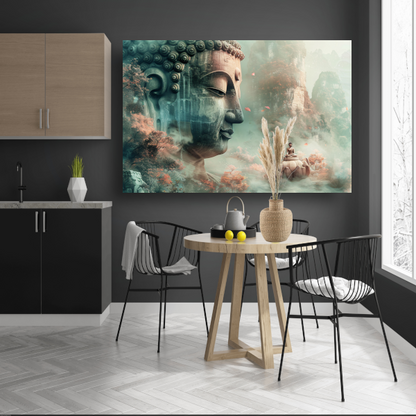 Mystieke Boeddha en Herfstachtig Berglandschap canvas