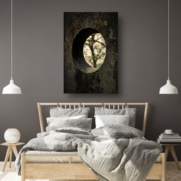 Monochrome Boom door een Gat canvas