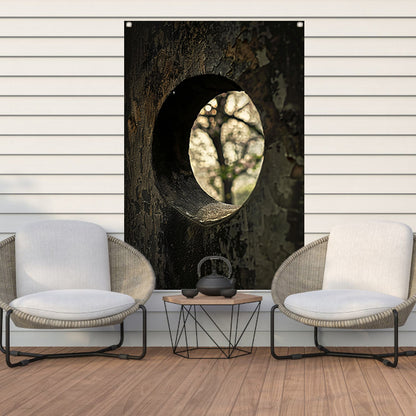 Monochrome Boom door een Gat tuinposter