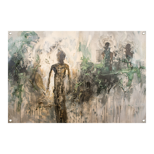Abstracte Dans in Goud en Zwart tuinposter