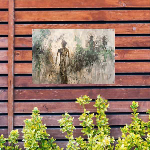 Abstracte Dans in Goud en Zwart tuinposter