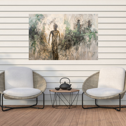 Abstracte Dans in Goud en Zwart tuinposter