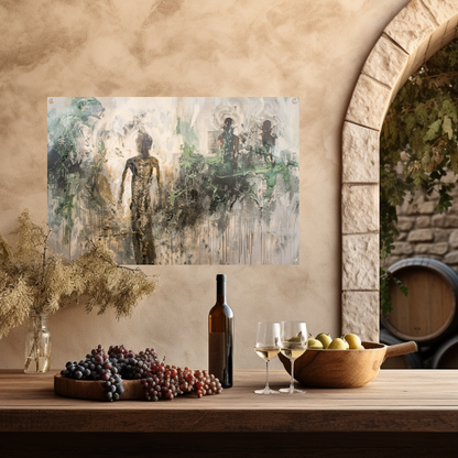 Abstracte Dans in Goud en Zwart tuinposter