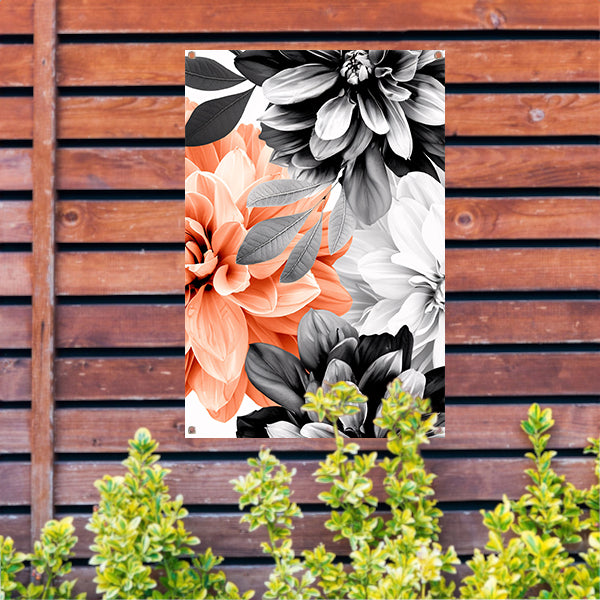 Gedetailleerde moderne bloemkunst in zwart-wit tuinposter