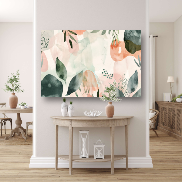 Organische vormen en pasteltinten in harmonie acrylglas
