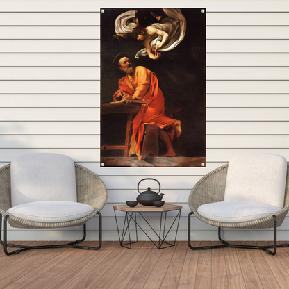De inspiratie van Sint Matteüs - Caravaggio tuinposter