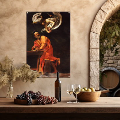 De inspiratie van Sint Matteüs - Caravaggio tuinposter