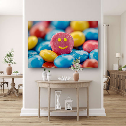 Smiley Snoepberg Kunstwerk canvas