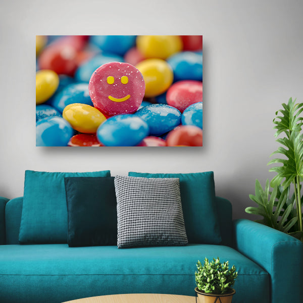 Smiley Snoepberg Kunstwerk canvas
