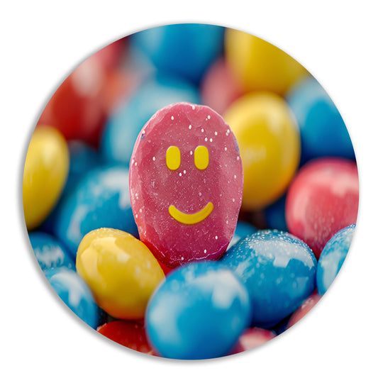 Smiley Snoepberg Kunstwerk aluminium muurcirkel