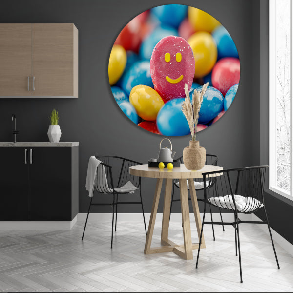 Smiley Snoepberg Kunstwerk aluminium muurcirkel