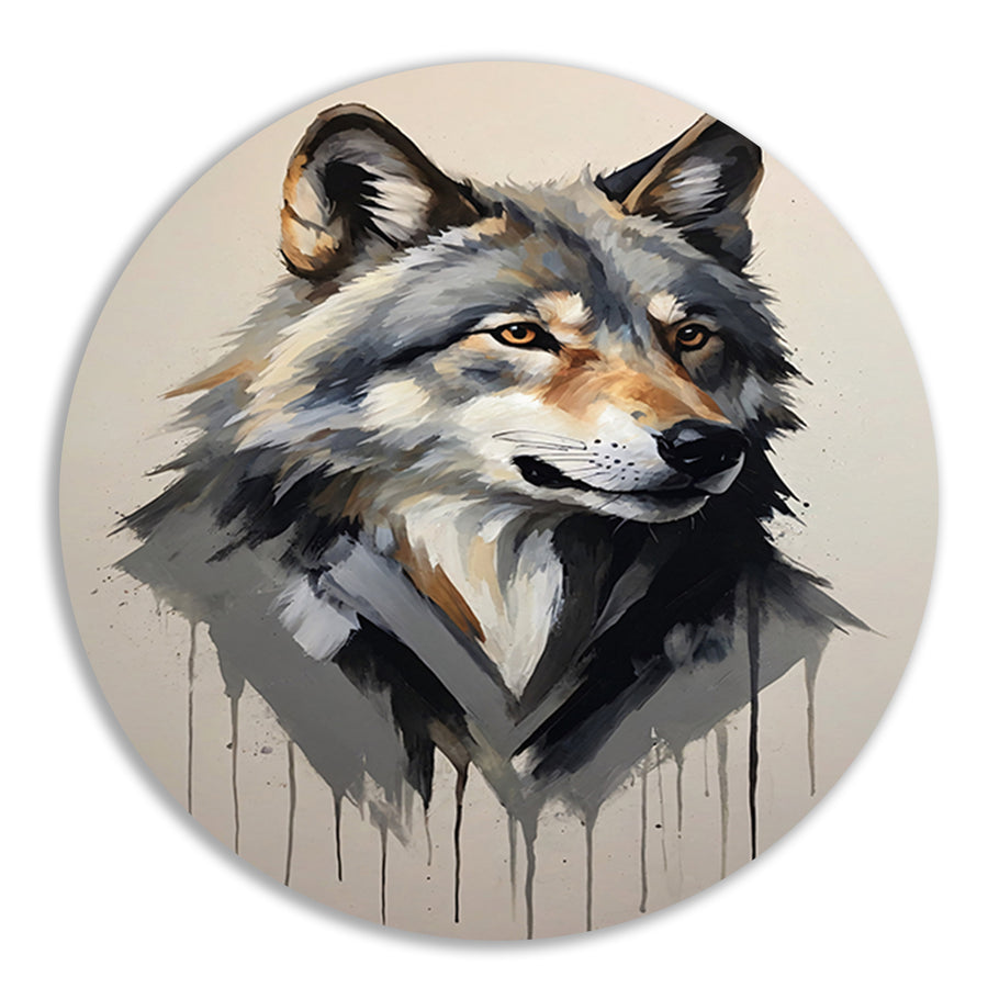 Intense Blik van een Abstracte Wolf forex muurcirkel