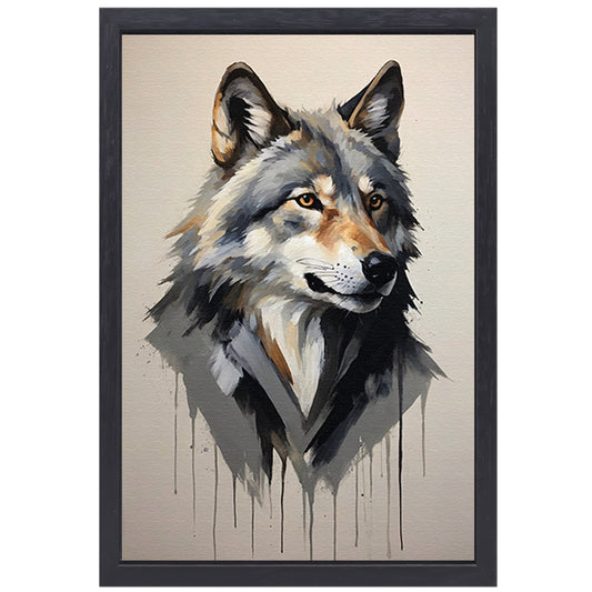 Intense Blik van een Abstracte Wolf canvas met baklijst