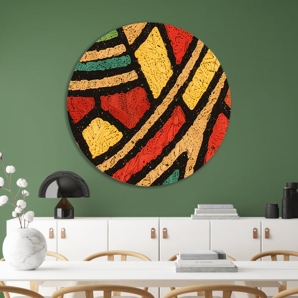 Abstract patroon met kleurrijke geometrische vormen forex muurcirkel