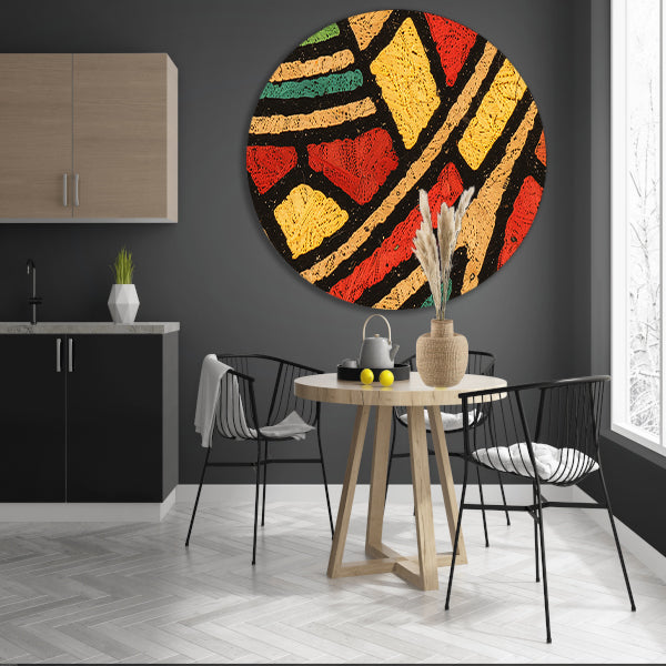 Abstract patroon met kleurrijke geometrische vormen aluminium muurcirkel