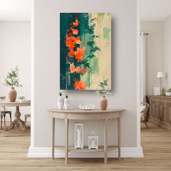 Abstracte expressie van levendige bloemen in natuur canvas