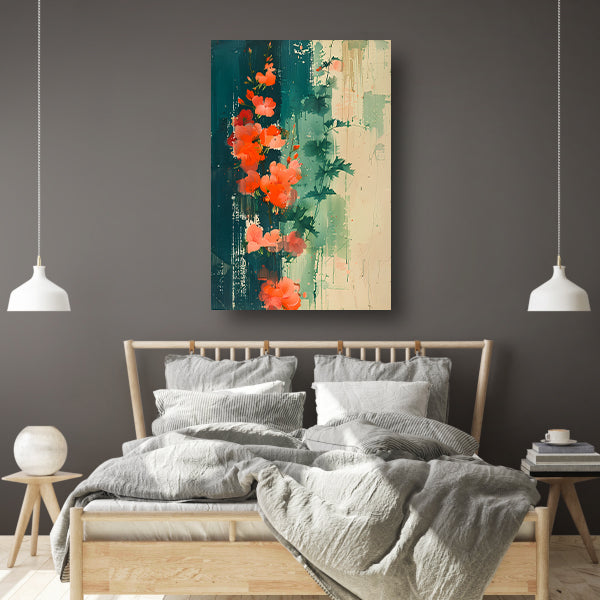 Abstracte expressie van levendige bloemen in natuur canvas