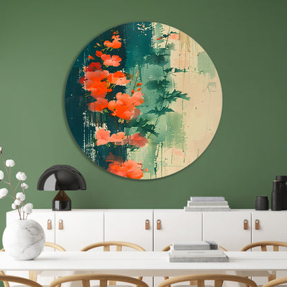 Abstracte expressie van levendige bloemen in natuur forex muurcirkel