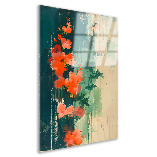 Abstracte expressie van levendige bloemen in natuur acrylglas