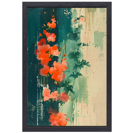Abstracte expressie van levendige bloemen in natuur canvas met baklijst