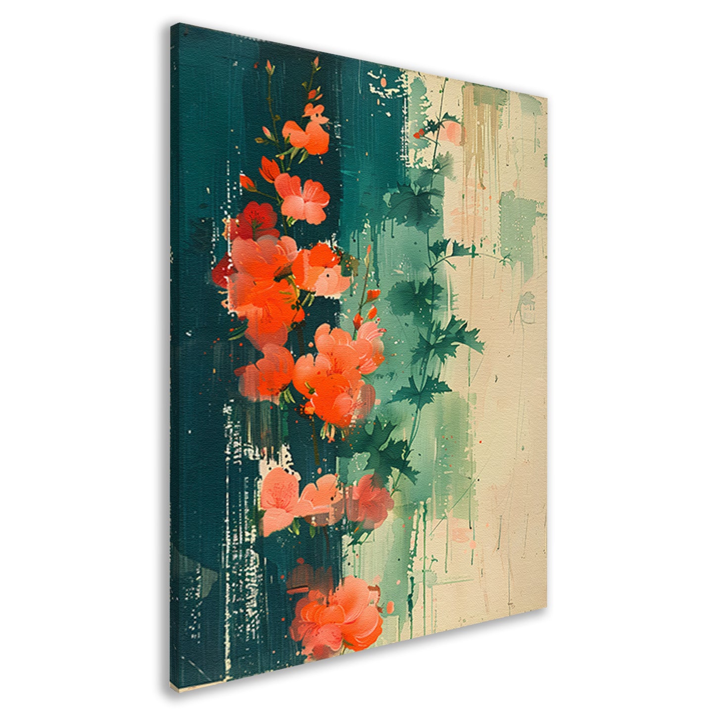 Abstracte expressie van levendige bloemen in natuur canvas