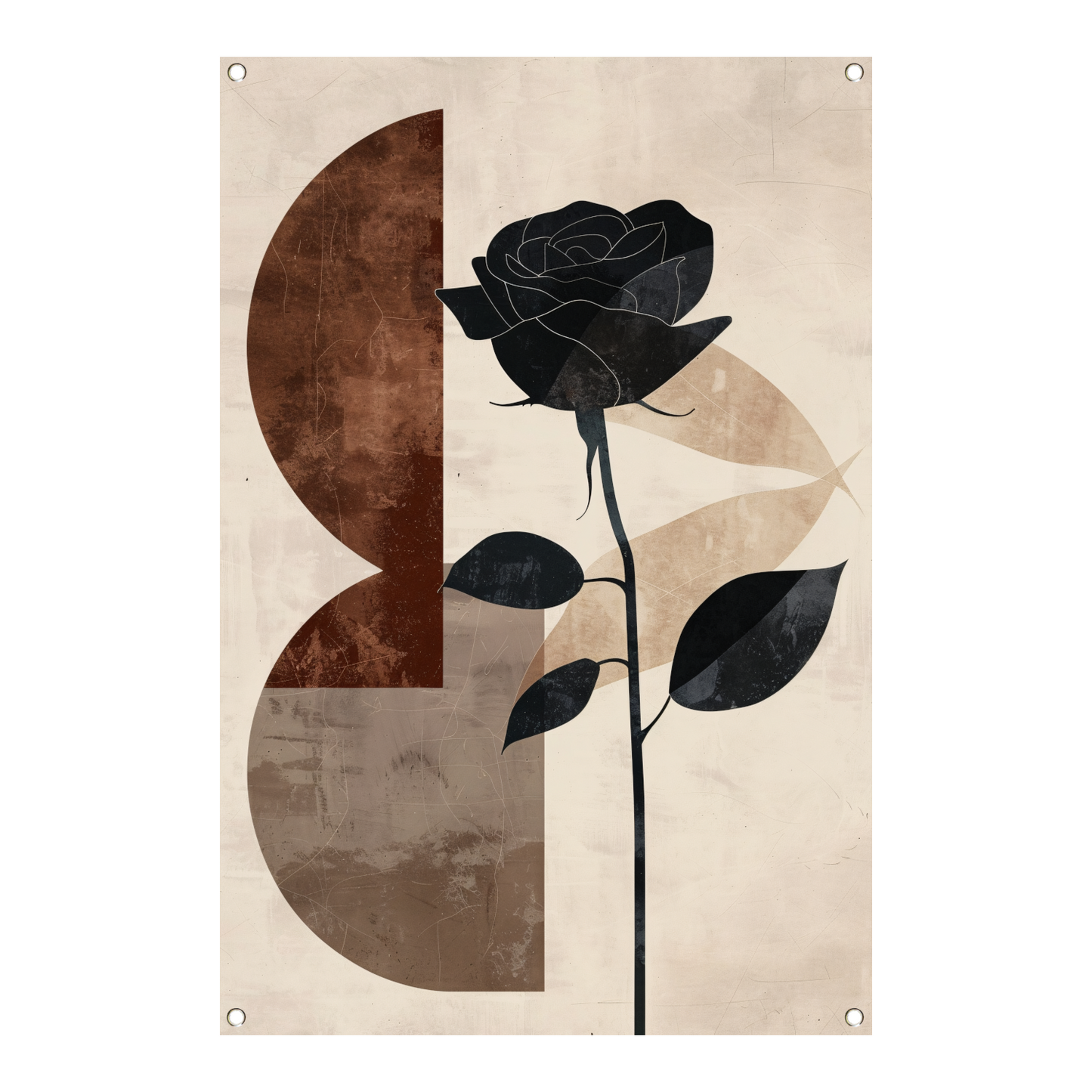 Sepia Roos met Art Deco Invloeden tuinposter